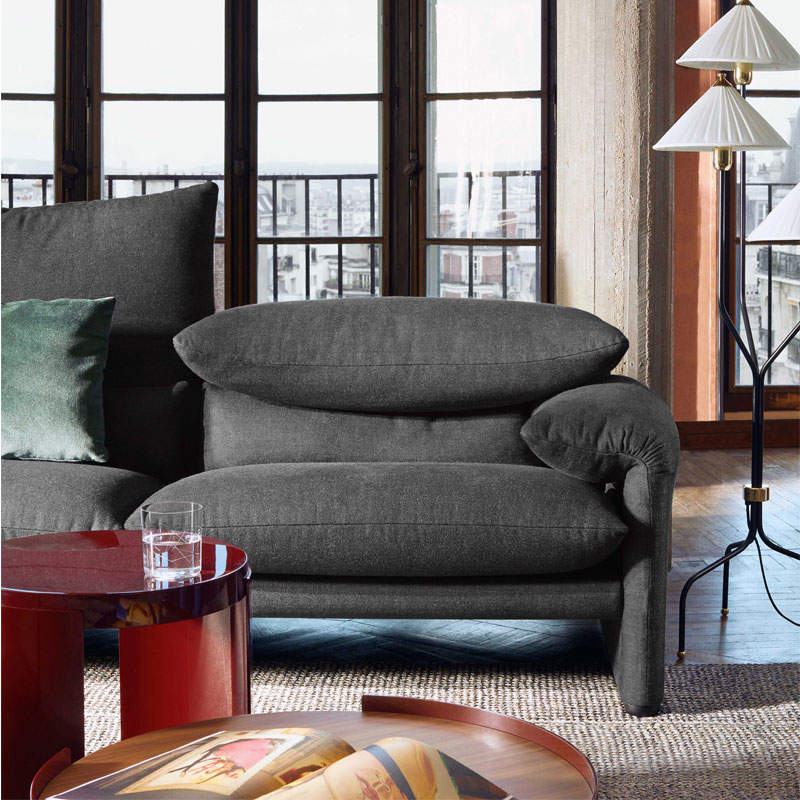 Angers Nantes Cholet Saumur Bordeaux laval le mans orleans niort poitiers Icones Maraunga Cassina Vico noir tissu canapé 3