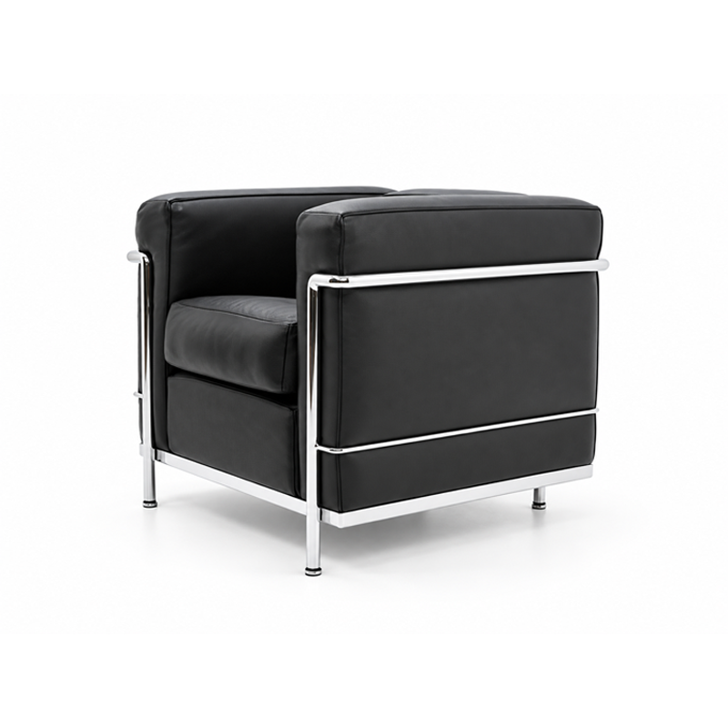 Cassina Fauteuil LC2 Cassina Grand Confort cuir LCX noir acier chromé Corbusier Perriand Icônes Angers Nantes Paris Bordeaux Rennes Tours 0
