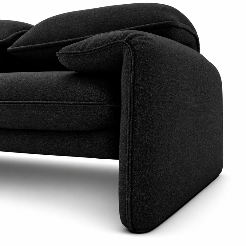 Cassina Maralunga 40 675X2 Maxi 2 places Noir Tissu Vico Magistretti Icônes Angers Nantes Paris Bordeaux Lyon Tours Mans Rennes 8