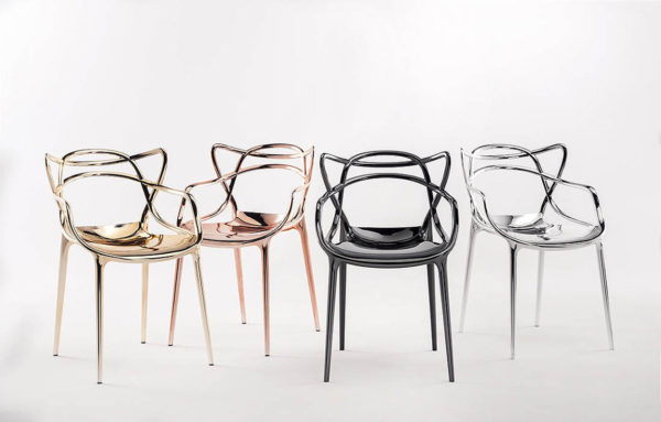 Angers Nantes Cholet Saumur Icones Kartell Chaise Masters Metalisé Chrome Argent philippe starck 8