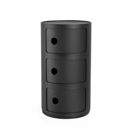 Angers Nantes Cholet Saumur Icones Kartell Componibili Noir Mat recyclé rangement 3 portes Anna Castelli Ferrieri 