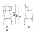 Angers Nantes Cholet Saumur Icones Kartell Tabouret 75 Haut A.I Noir philippe starck 3