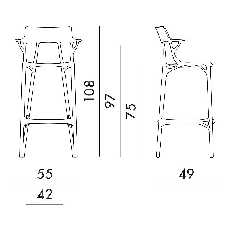 Angers Nantes Cholet Saumur Icones Kartell Tabouret 75 Haut A.I Noir philippe starck 3