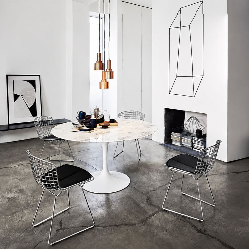 Angers Nantes Paris Bordeaux Rennes Tours Mans Laval Poitiers Icônes chaise Knoll chrome Noir Quickship Harry bertoia 2