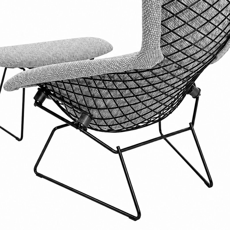 Fauteuil Knoll Harry Bertoia Noir Tissu metal Ottoman Bird Icônes Paris Nantes Rennes Tours Lille Bordeaux Nice