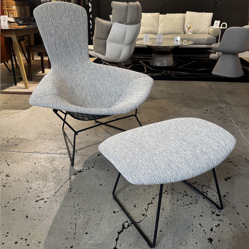Fauteuil Knoll Harry Bertoia Noir Tissu metal Ottoman Bird Icônes Paris Nantes Rennes Tours Lille Bordeaux Nice 0