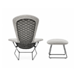 Fauteuil Knoll Harry Bertoia Noir Tissu metal Ottoman Bird Icônes Paris Nantes Rennes Tours Lille Bordeaux Nice 1