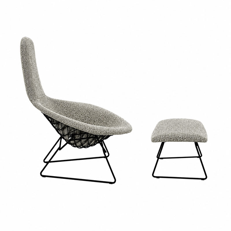 Fauteuil Knoll Harry Bertoia Noir Tissu metal Ottoman Bird Icônes Paris Nantes Rennes Tours Lille Bordeaux Nice 4
