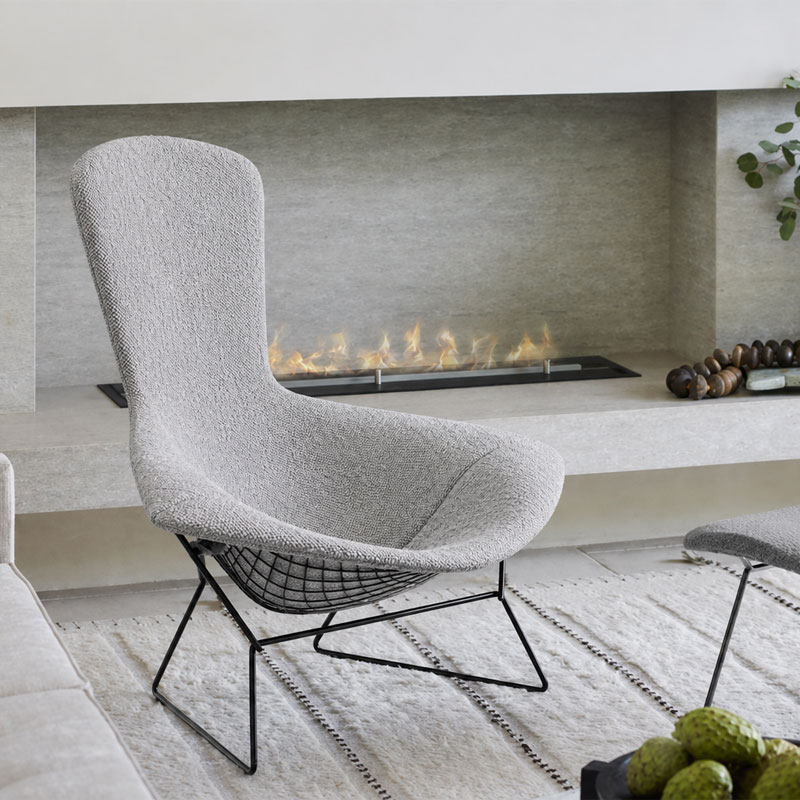 Fauteuil Knoll Harry Bertoia Noir Tissu metal Ottoman Bird Icônes Paris Nantes Rennes Tours Lille Bordeaux Nice 5