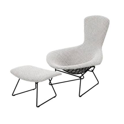 Fauteuil Knoll Harry Bertoia Noir Tissu metal Ottoman Bird Icônes Paris Nantes Rennes Tours Lille Bordeaux Nice 6