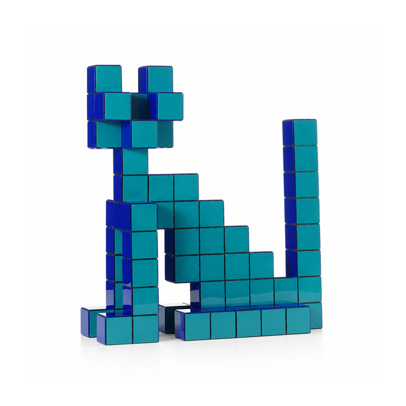 Vitra Panton Cubes Cat chat Bleu Objet deco Sculpture Animaux geometrie Verner Panton Icônes Angers Nantes Paris Bordeaux Nice Tours Mans Rennes