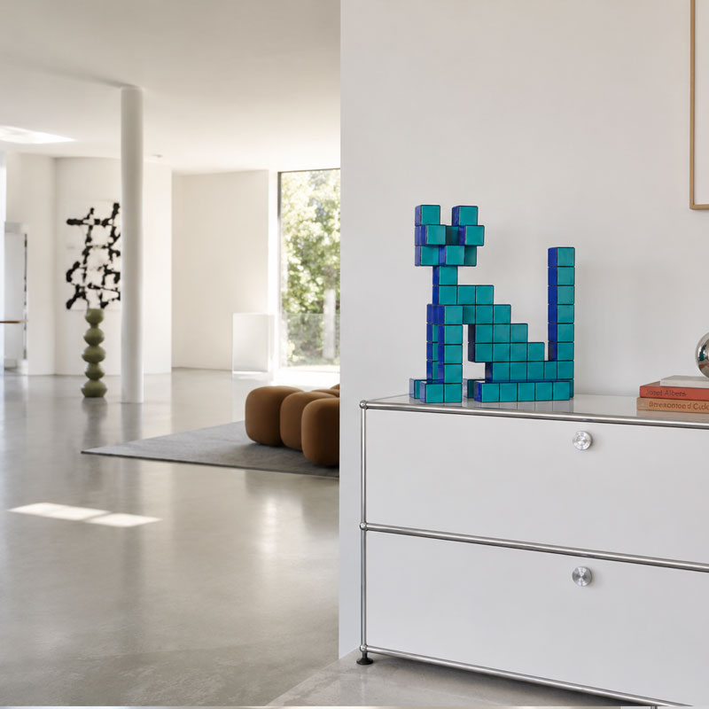 Vitra Panton Cubes Cat chat Bleu Objet deco Sculpture Animaux geometrie Verner Panton Icônes Angers Nantes Paris Bordeaux Nice Tours Mans Rennes 0