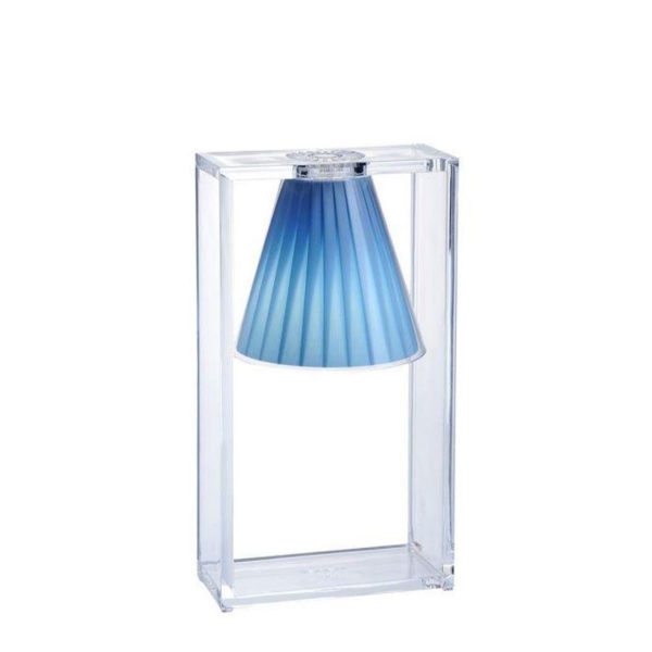 Angers Nantes Cholet Saumur Icones Kartell Lampe a poser Light Air cristal transparent tissu bleu Eugeni Quitllet2