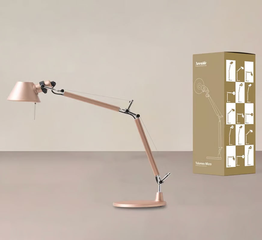 Angers Nantes Cholet Saumur Icones Artemide Lampe de bureau Tolomeo Micro cuivre brossé rAluminium Michele De Lucchi 13