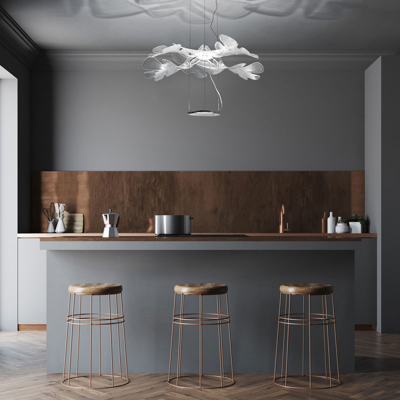 Angers Nantes Cholet Saumur Icones Artemide suspension Chlorophilia chrome nature fleur Ross Lovegrove 3