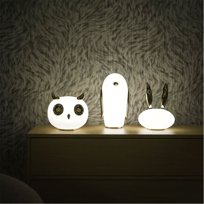 Angers Nantes Cholet Saumur Icones Moooï Lampe a poser Noot Noot Pets Light Blanc Or Marcel Wanders 3