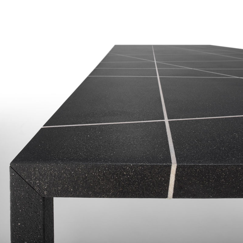 Angers Nantes Cholet Saumur Icones table de repas reunion Tense Mdf Italia noir graphique mineral Piergiorgio Cazzaniga minimale Intarsia 12