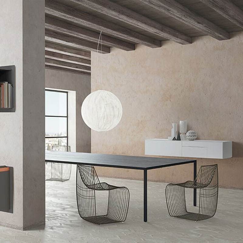 Angers Nantes Cholet Saumur Icones table de repas reunion Tense Mdf Italia noir graphique mineral Piergiorgio Cazzaniga minimale Intarsia 5