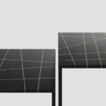 Angers Nantes Cholet Saumur Icones table de repas reunion Tense Mdf Italia noir graphique mineral Piergiorgio Cazzaniga minimale Intarsia 6