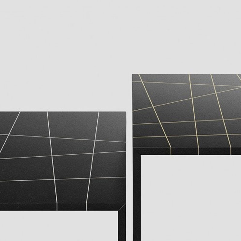Angers Nantes Cholet Saumur Icones table de repas reunion Tense Mdf Italia noir graphique mineral Piergiorgio Cazzaniga minimale Intarsia 6