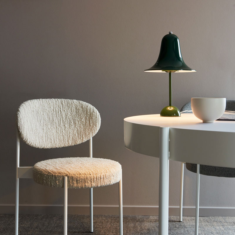 Angers Nantes Cholet Saumur Icones Verpan lampe a poser Pantop vert cloche Verner Panton 11
