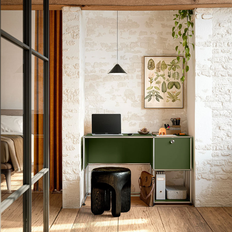 Angers Nantes Cholet Paris Bordeaux Poitiers Le mans Rennes Icônes USM Haller Quickship Modulaire Bureau B21 Vert Olive Fritz Haller Paul SCHÄRER 1