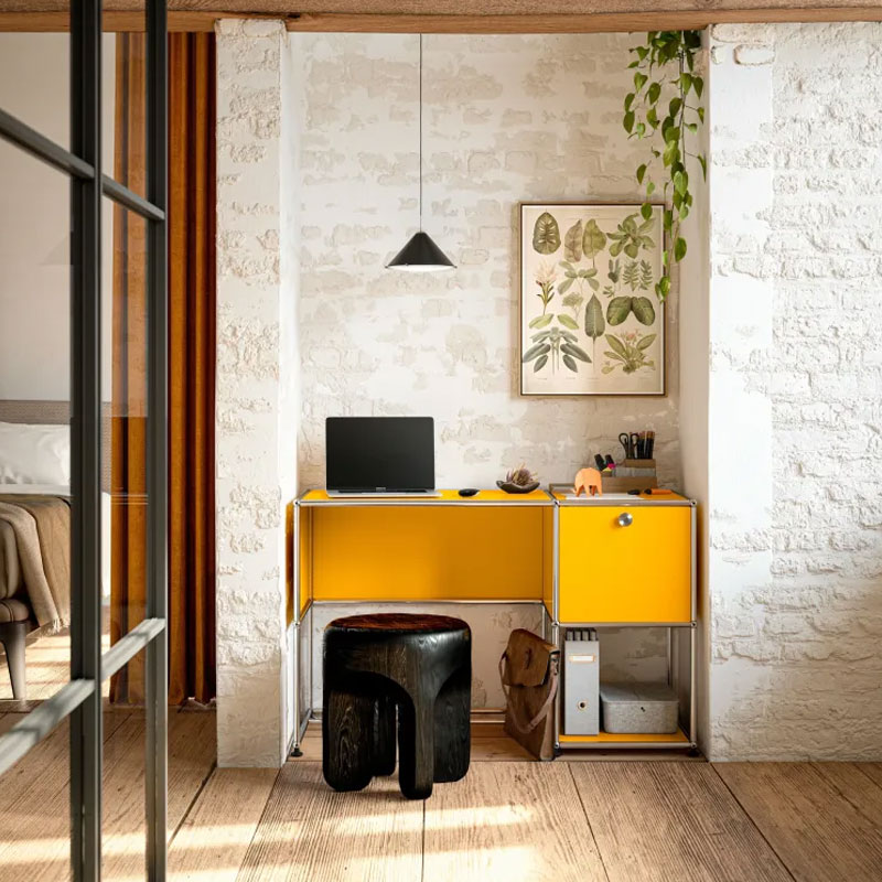 Angers Nantes Cholet Paris Bordeaux Poitiers Niort Le mans Rennes Icônes USM Haller Quickship B21 Bureau Jaune Or Fritz Haller Paul SCHÄRER 4