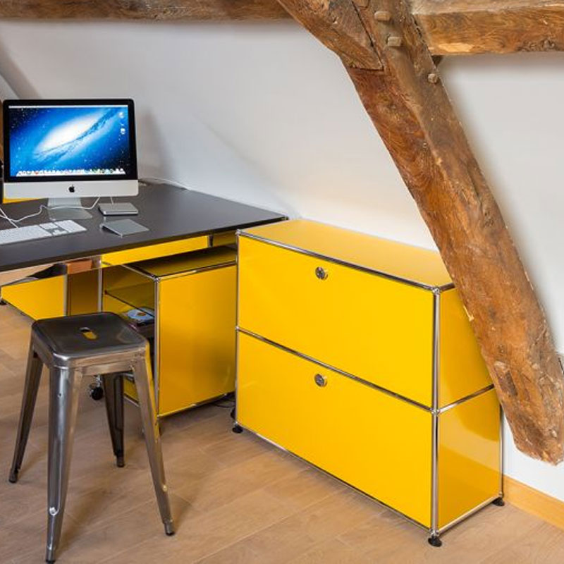 Angers Nantes Cholet Paris Bordeaux Poitiers Niort Le mans Rennes Icônes USM Haller Quickship S2 Meuble Jaune Or Fritz Haller Paul SCHÄRER 1