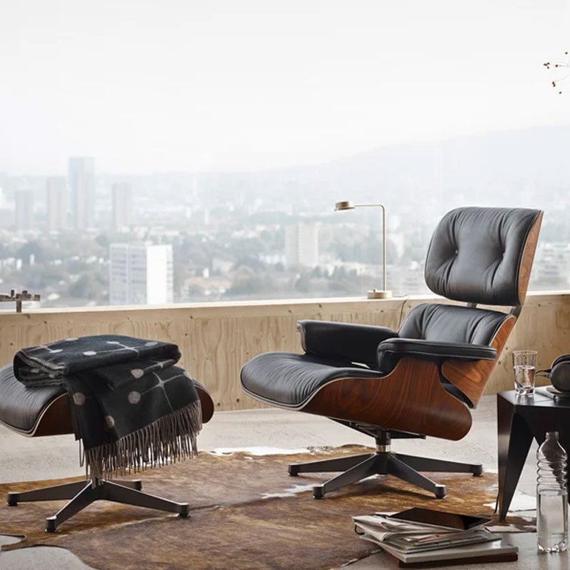 Angers Nantes Orleans Poitiers Rochelle Tours Laval Rennes Mans Niort Icônes Vitra Fauteuil Cuir Lounge Chair Ottoman Eames 4
