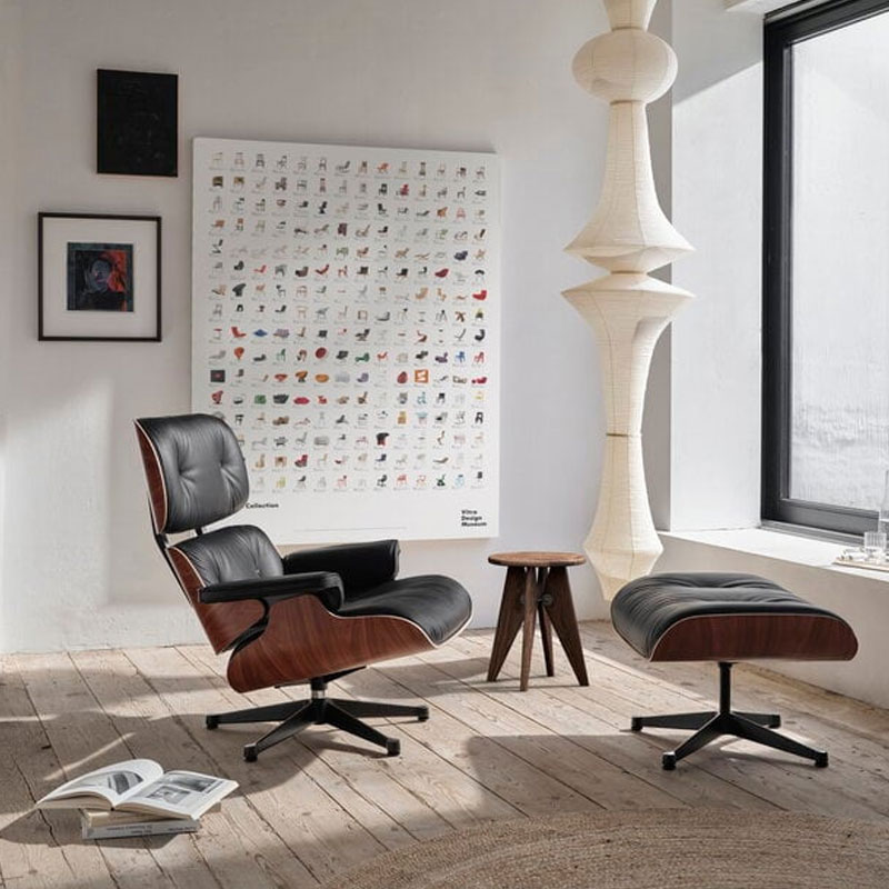 Angers Nantes Orleans Poitiers Rochelle Tours Laval Rennes Mans Niort Icônes Vitra Fauteuil Cuir Lounge Chair Ottoman Eames 7