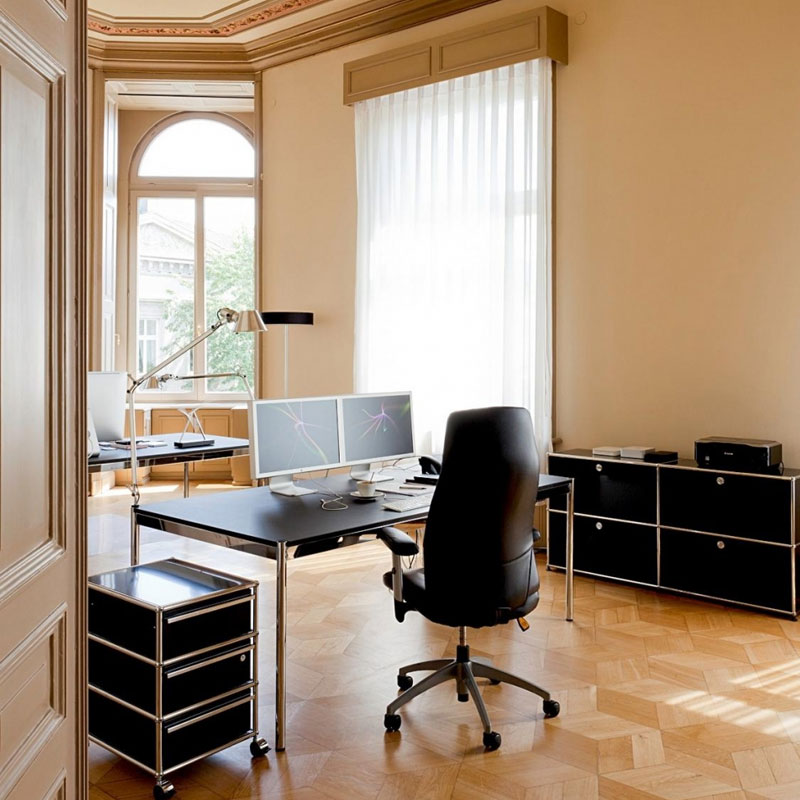Angers Nantes Cholet Paris Bordeaux Poitiers Laval Mans Rennes Icônes USM Haller Quickship Bureau T59 Linoleum Noir Fritz Paul SCHÄRER 7