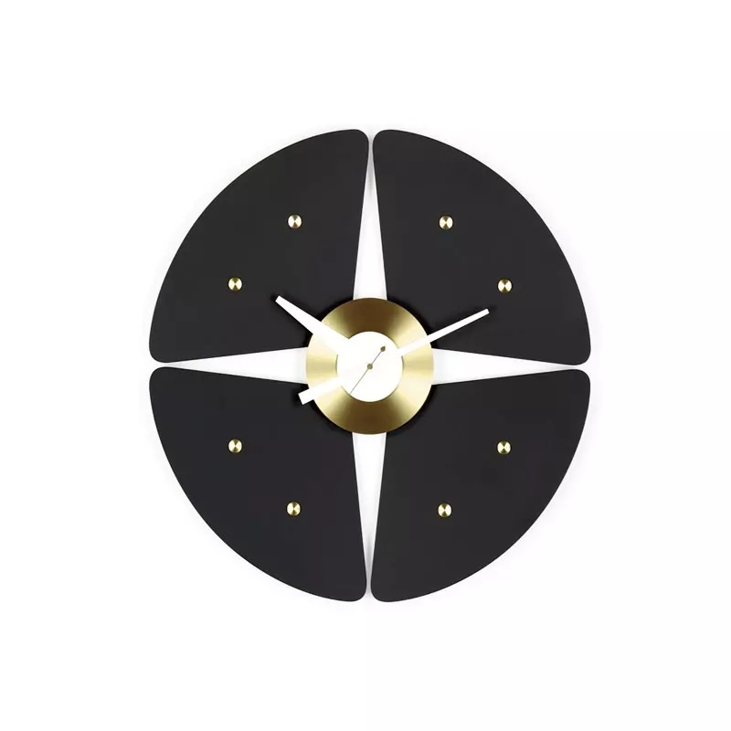 Angers_Nantes_Paris_bordeaux_Rennes_Tours_Nice_lyon_Icônes_Objet-Noir_Vitra-doré_deco-_Nelson-Horloge-Murale-Petal-Clock_