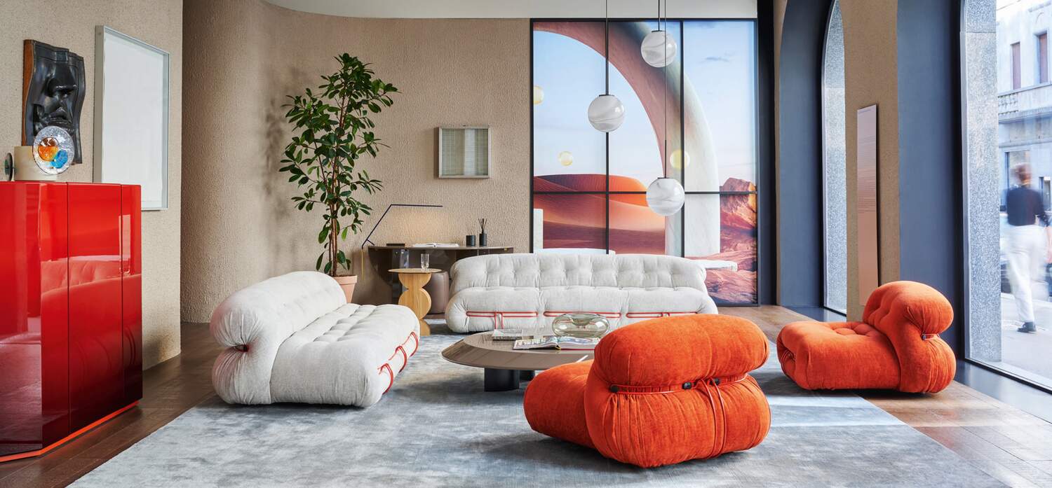Canapés et fauteuils Soriana Cassina dans un intérieur contemporain – disponibles chez ICONES