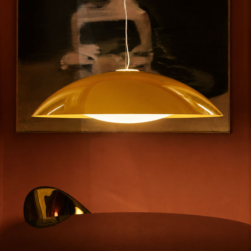 Angers Nantes Bordeaux Mans Rennes Tours Paris Laval Lyon Nice Icônes Kartell suspension Neutra Jaune Moutarde brillant Laviani 5