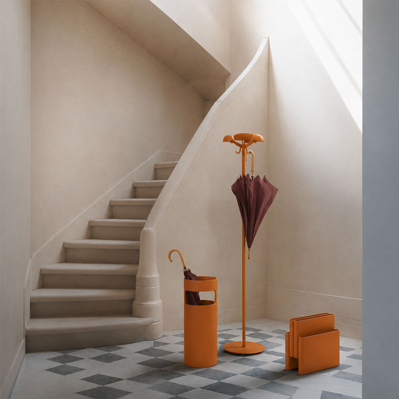 Angers Nantes Paris Bordeaux Mans Laval Tours Paris Nice Rennes Icônes Kartell Porte parapluie accessoire Marron Orange  mat Colombini 5