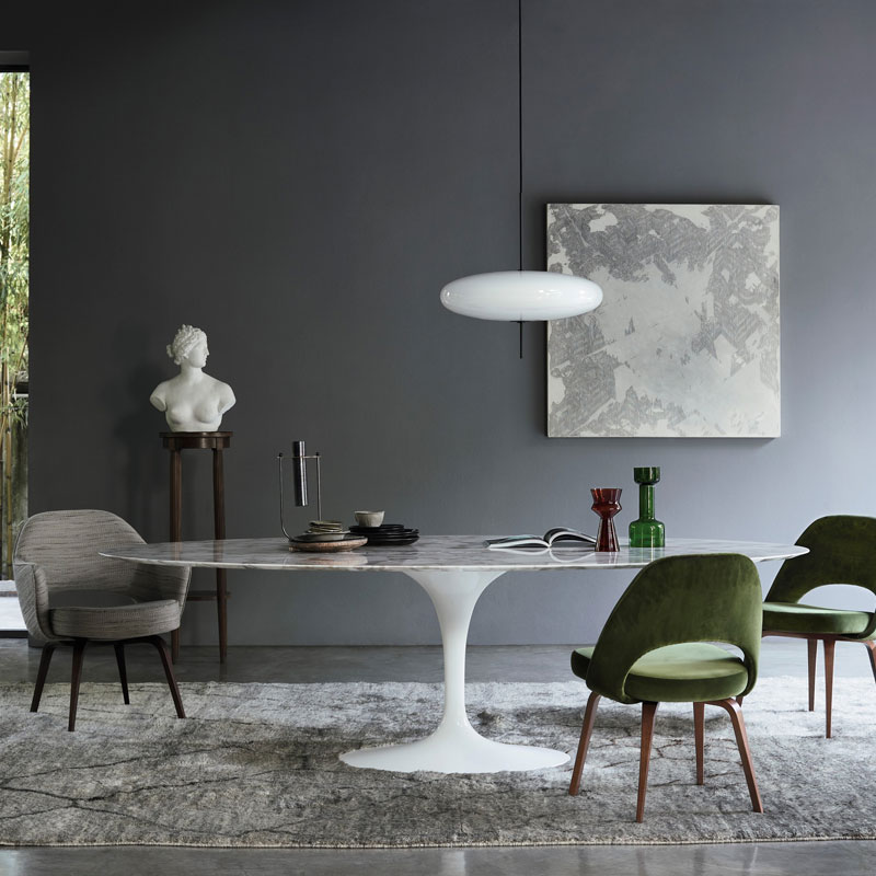 Angers Nantes Paris Baule Arcachon Caen Royan Icônes Table Saarinen Ovale 244 Knoll Marbre Arabescato Blanc Quickship 1