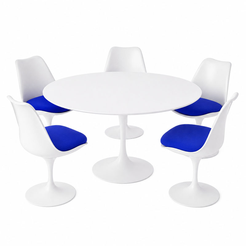 Angers Nantes Paris Baule Bordeaux Rennes Mans Poitiers Icônes table repas Saarinen Ø137 Knoll Stratifié Blanc Quickship 0