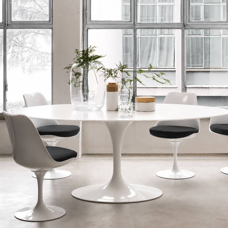Angers Nantes Paris Baule Bordeaux Rennes Mans Poitiers Icônes table repas Saarinen Ø137 Knoll Stratifié Blanc Quickship 1