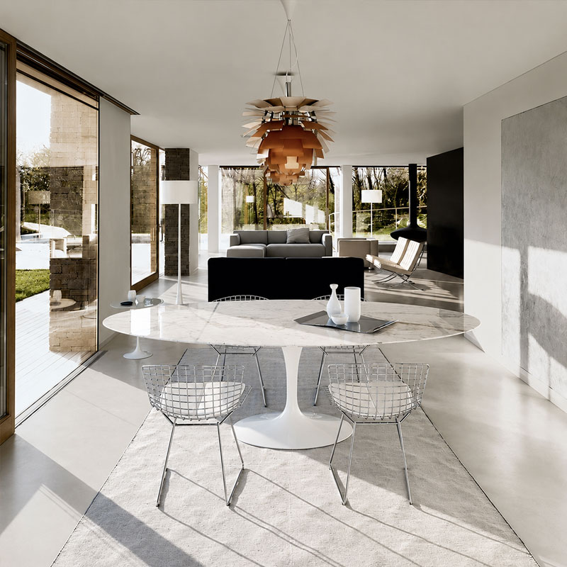 Angers Nantes Paris Baule Bordeaux Rennes Royan Icônes Table Saarinen Ovale Knoll Marbre Arabescato Blanc Quickship 0