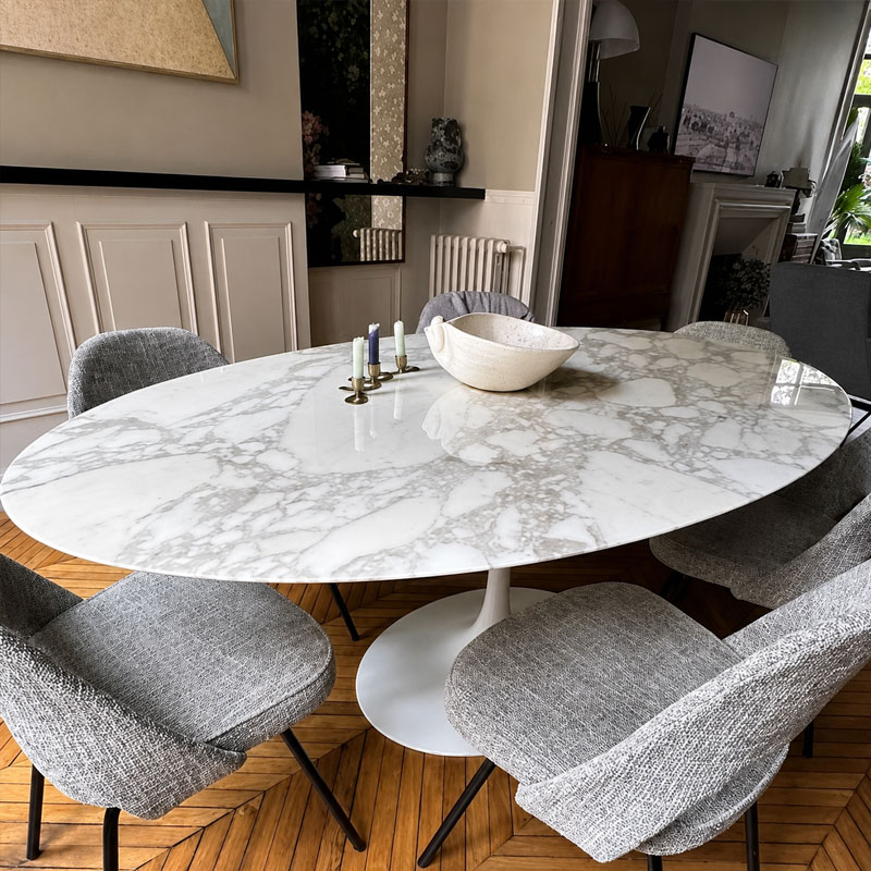 Angers Nantes Paris Baule Bordeaux Rennes Royan Icônes Table Saarinen Ovale Knoll Marbre Arabescato Blanc Quickship 1