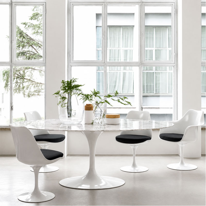 Angers Nantes Paris Baule Bordeaux Rennes Royan Icônes Table Saarinen Ovale Knoll Marbre Arabescato Blanc Quickship 5