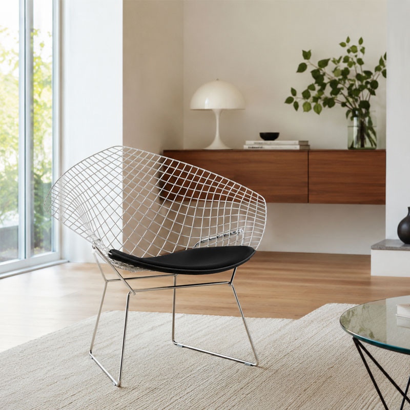 Angers Nantes Paris Bordeaux Rennes Nice Icônes assise Fauteuil coussin Diamant Bertoia Noir Tonus Knoll Quickship 6