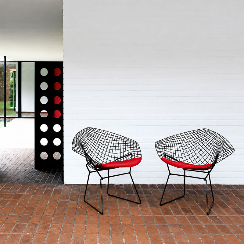 Angers Nantes Paris Bordeaux Rennes Nice Icônes assise Fauteuil coussin Diamant Bertoia Rouge Tonus Knoll Quickship 3