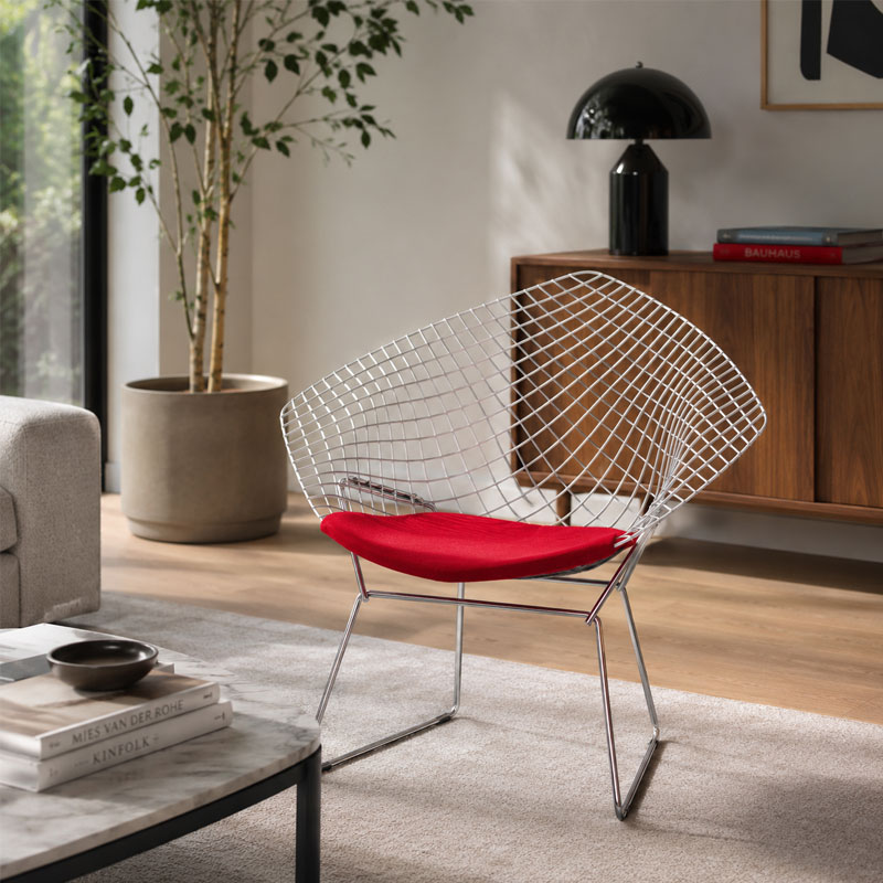 Angers Nantes Paris Bordeaux Rennes Nice Icônes assise Fauteuil coussin Diamant Bertoia Rouge Tonus Knoll Quickship 4