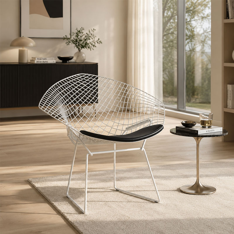 Angers Nantes Paris Bordeaux Rennes Nice Icônes assise Fauteuil coussin Diamant Bertoia Vinyl Noir Knoll Quickship 5