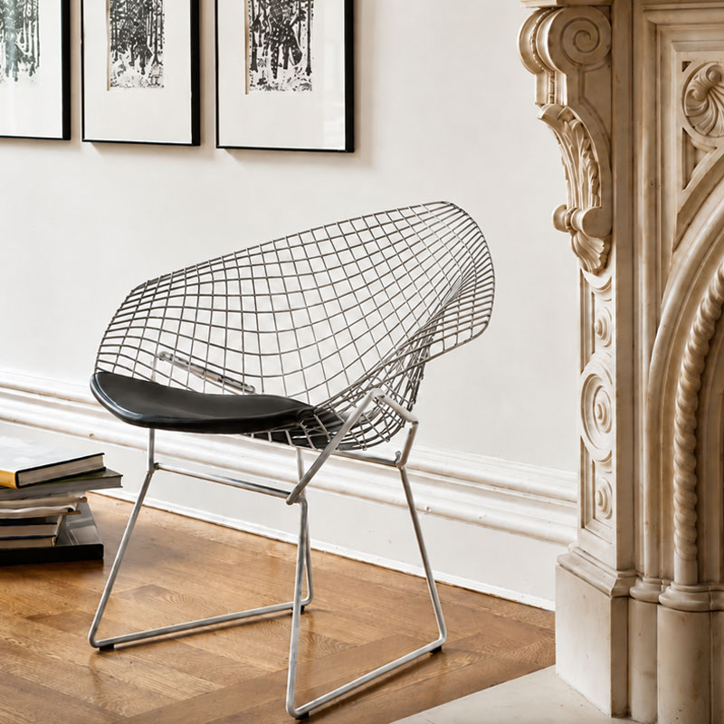 Angers Nantes Paris Bordeaux Rennes Nice Icônes assise Fauteuil coussin Diamant Bertoia Vinyl Noir Knoll Quickship 6