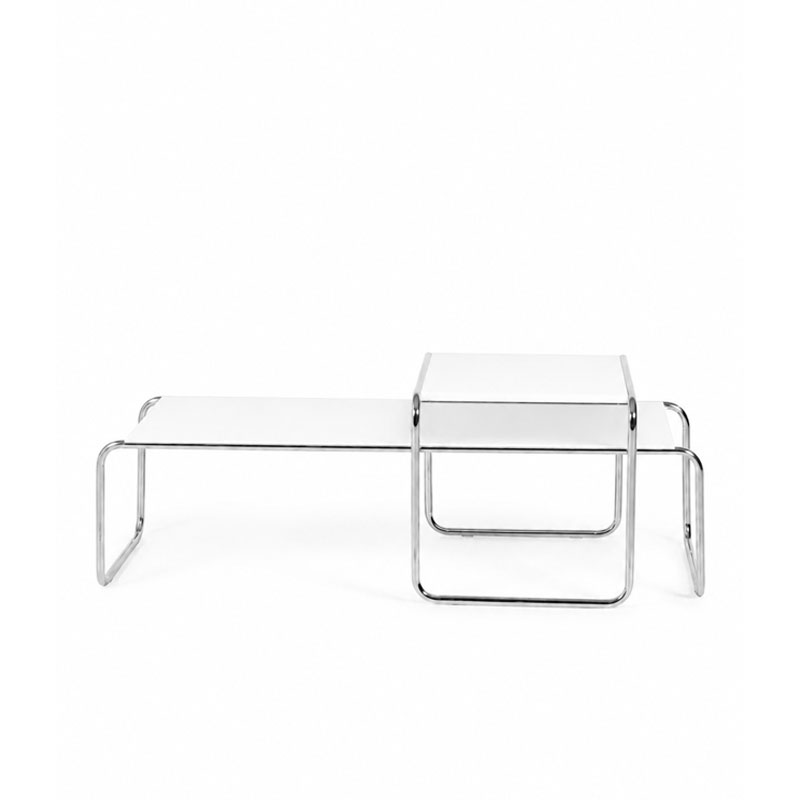 Angers Nantes Paris Bordeaux Rennes Niort Laval Pau Lyon Nice Cannes Icônes Table basse Blanc Laccio 1 Knoll Chrome Quickship Breuer 4