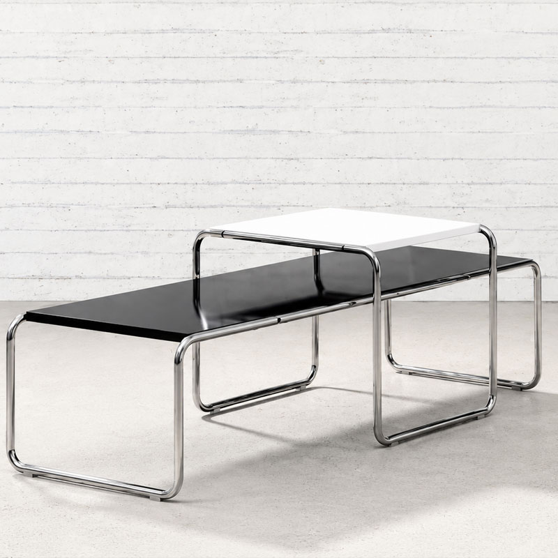 Angers Nantes Paris Bordeaux Rennes Niort Laval Pau Lyon Nice Cannes Icônes Table basse Blanc Laccio 1 Knoll Chrome Quickship Breuer 8