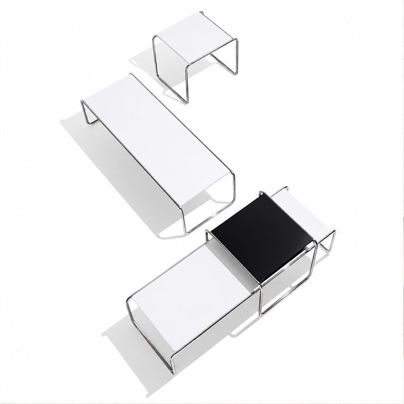 Angers Nantes Paris Bordeaux Rennes Niort Laval Pau Lyon Nice Cannes Icônes Table basse Blanc Laccio 1 Knoll Chrome Quickship Breuer 9
