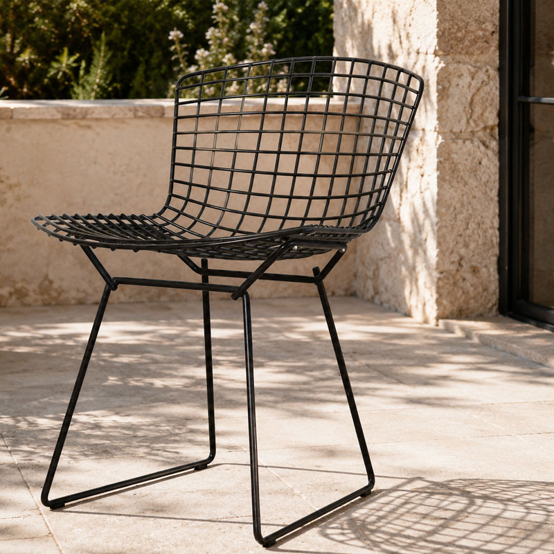 Angers Nantes Paris Bordeaux Rennes Tours Mans LAval Ancenis Icônes chaise Knoll Noir Quickship Harry bertoia Outdoor 5